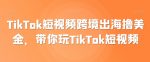 TikTok短视频跨境出海撸美金，带你玩TikTok短视频-网创指引人