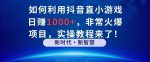 如何利用抖音直播小游戏日赚1000+，非常火爆项目，实操教程来了！-网创指引人