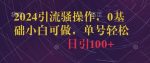 2024引流骚操作，0基础小白可做，单号轻松日引100+-网创指引人