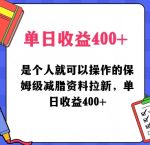 是个人就可以操作的保姆级减脂资料拉新，单日收益400-网创指引人