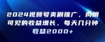 2024视频号爽剧推广，肉眼可见的收益增长，每天几分钟收益2000+【揭秘】-网创指引人