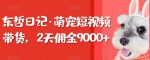 东哲日记·萌宠短视频带货，2天佣金9000+-网创指引人