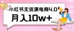 小红书新电商实战，无货源实操从0到1月入10w+联合抖音放大收益【揭秘】-网创指引人