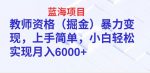 蓝海项目，教师资格(掘金)暴力变现，上手简单，小白轻松实现月入6000+-网创指引人