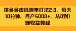 拼多多虚拟爆单打法2.0，每天10分钟，月产5000+，从0到1赚收益教程-网创指引人