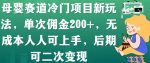 母婴赛道冷门项目新玩法，单次佣金200+，无成本人人可上手，后期可二次变现-网创指引人