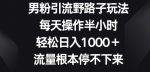 男粉引流野路子玩法，每天操作半小时轻松日入1000+，流量根本停不下来-网创指引人