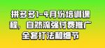 拼多多1-4月份培训课程，自然流强付费推广全套打法和细节-网创指引人