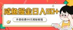 外面收费99，轻轻松松稳定入账，咸鱼掘金日入50+-网创指引人