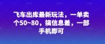 飞车出库最新玩法，一单卖个50~80，搞信息差，一部手机即可