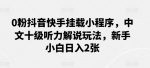 0粉抖音快手挂载小程序，中文十级听力解说玩法，新手小白日入2张-网创指引人