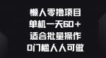 懒人零撸项目，单机一天60+适合批量操作，0门槛人人可做-网创指引人