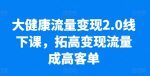 大健康流量变现2.0线下课，​拓高变现流量成高客单，业绩10倍增长，低粉高变现，只讲落地实操-网创指引人